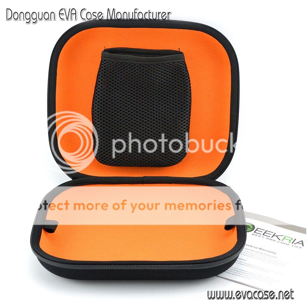 Molded over ear headphone case smooth Nylon with orange velvet lining